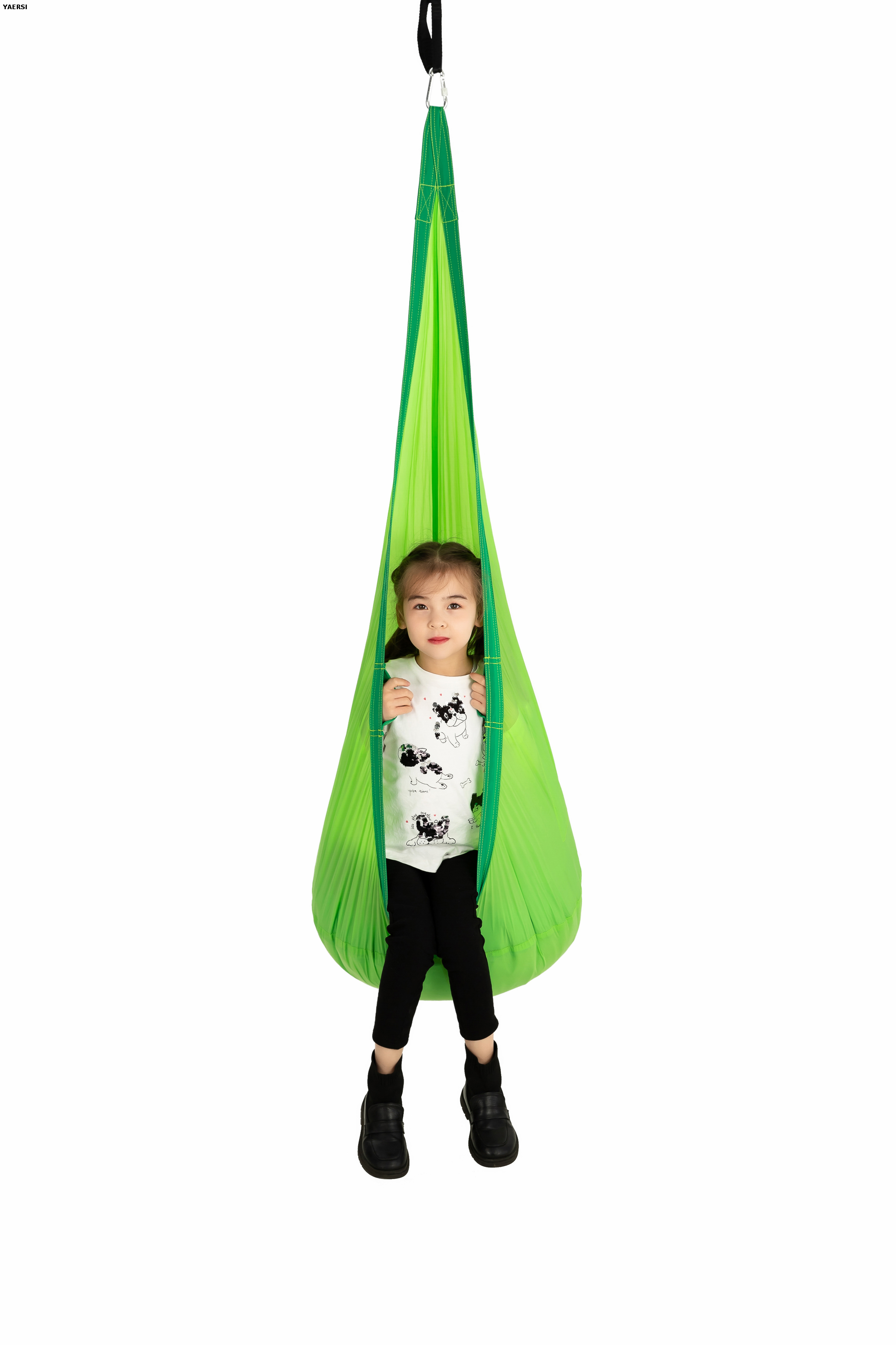 Nylon Hammock Pod Kid Swing for Indoor And Outdoor-green