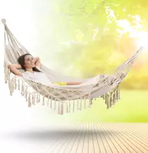 Macrame Fringe Double Hammock for Indoor And Outdoor