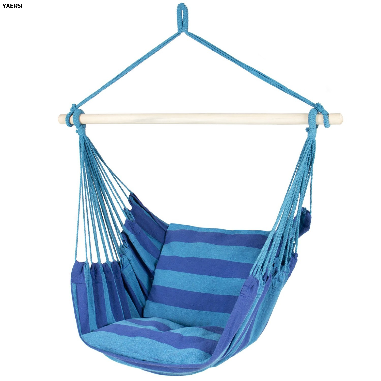 Hanging Hammock Swing with Two Cushions for Indoor And Outdoor Stripe Colors